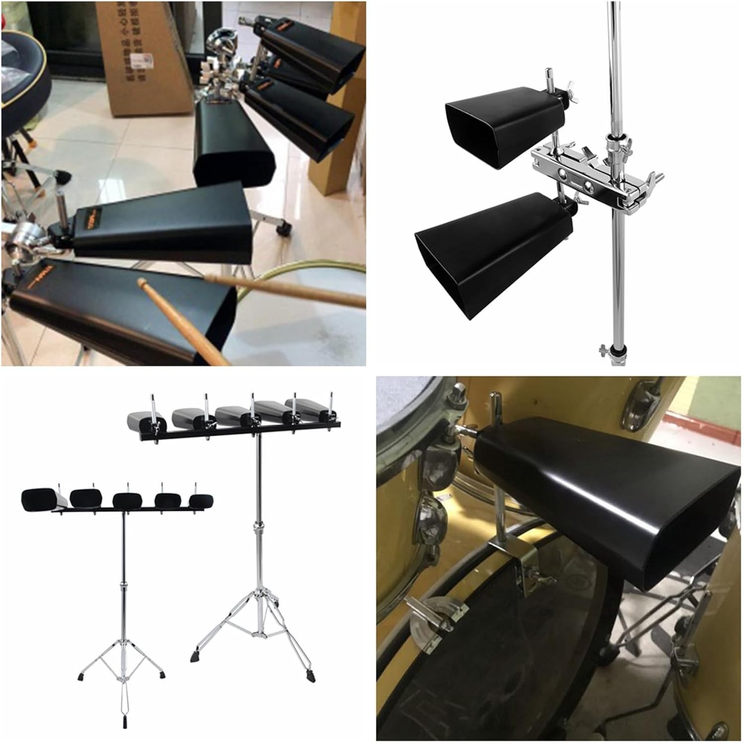 Metal Iron Cowbell 8 inch Steel Large Noise Maker Hand Percussion Instrument wit