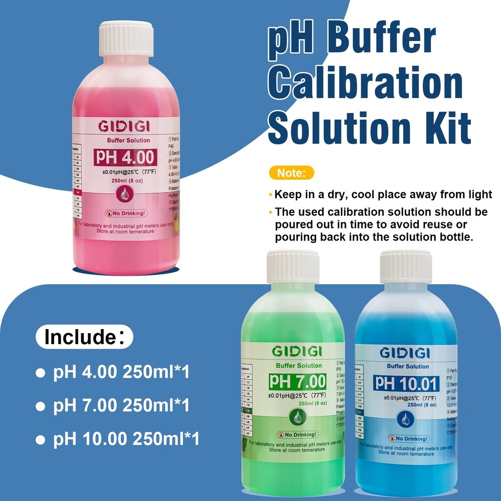 pH Meter Calibration Buffer Solution Kit, Includes pH 4.00, 7.00 and pH 10.01...