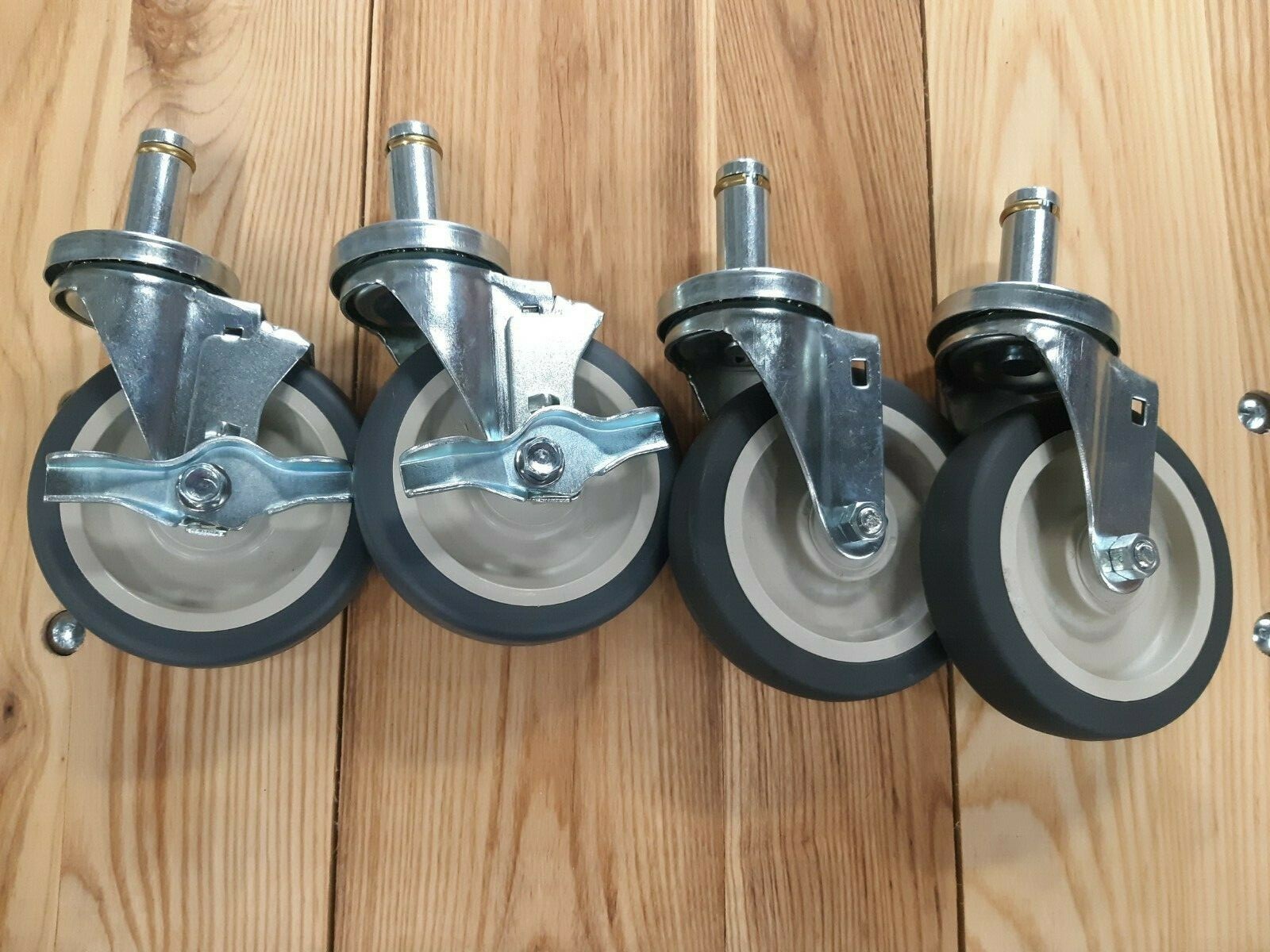 Set of 4 Metro Rack 5" Casters 2 with Brakes and 2 Without Brakes  NSF