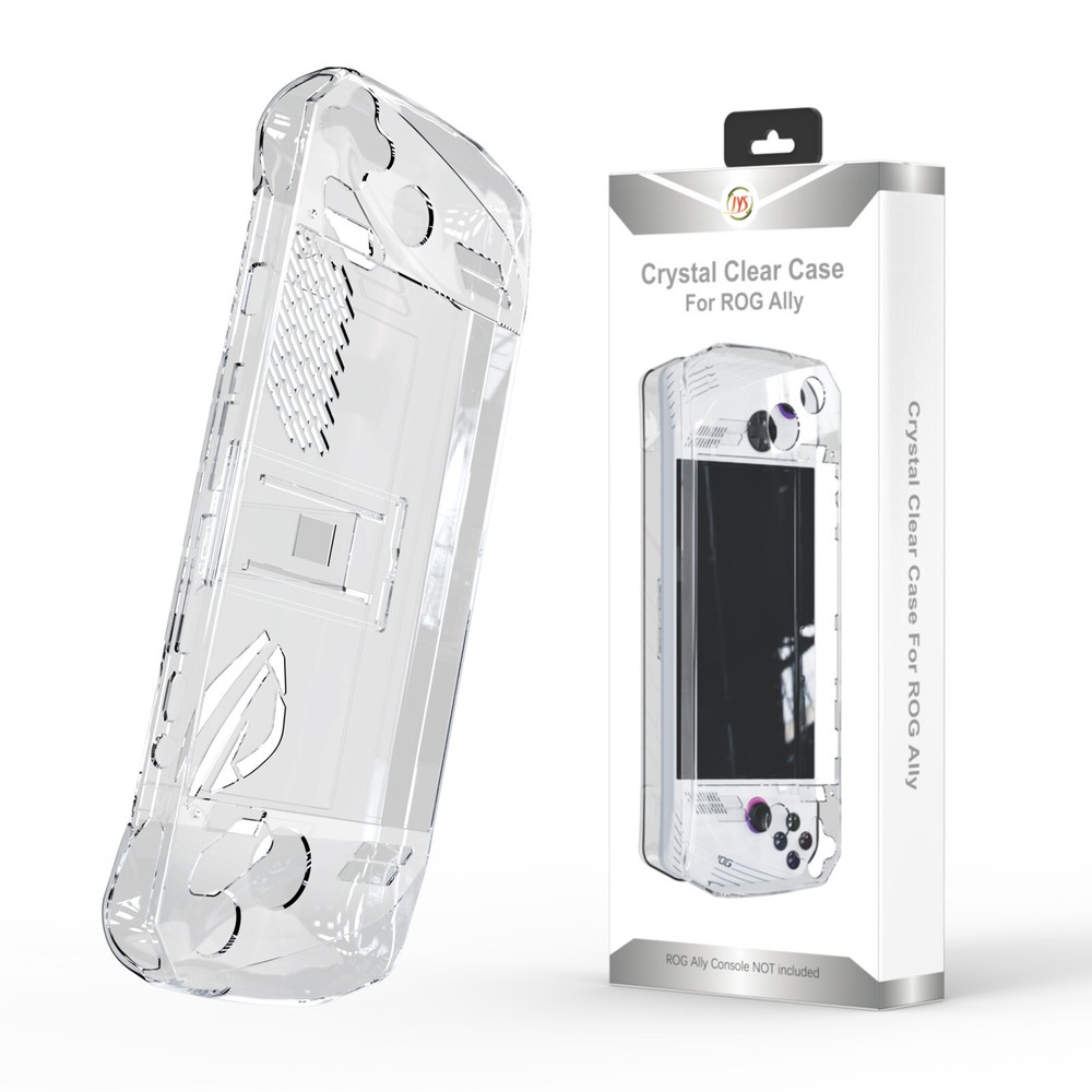 For ROG Ally Handheld Game Console Crystal Clear Case Protective Shell w/ Stand