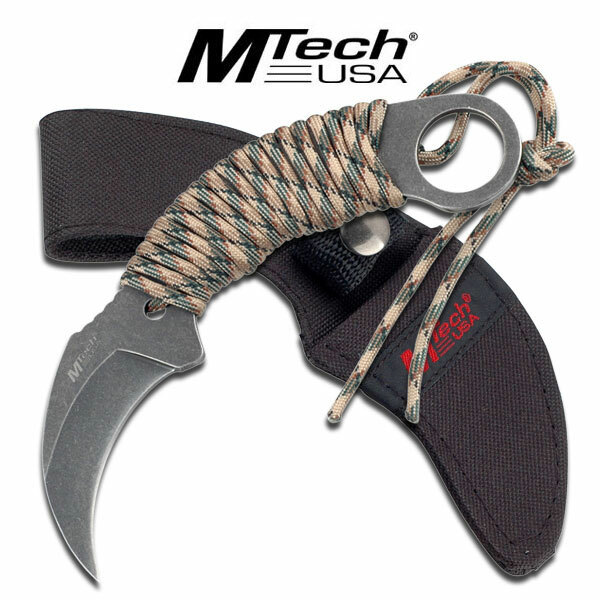 Mtech Karambit Blade Tactical Finger Ring CSGO Fixed Blade Wrapped Corded Handle