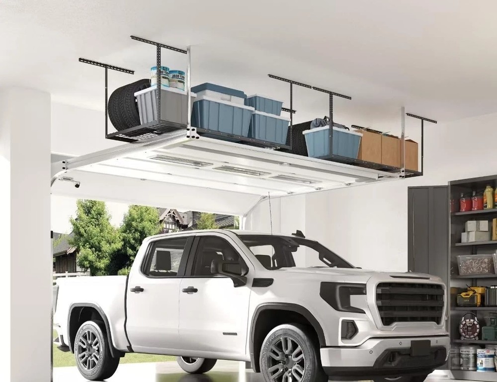 Durable 3x6 Overhead Garage Storage Rack - 450lbs Capacity, Adjustable Height