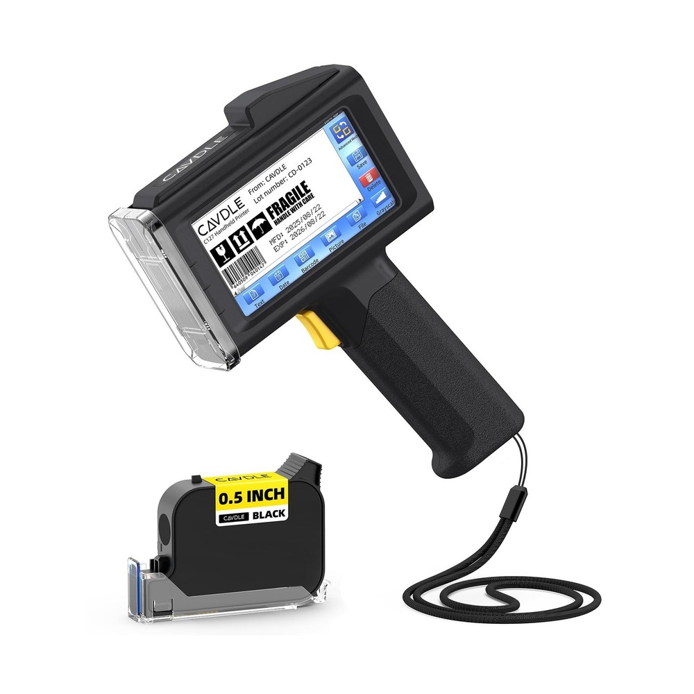 Handheld Inkjet Printer Gun 0.5in Nozzle Coding Machine 42ml Barcode QR Logo