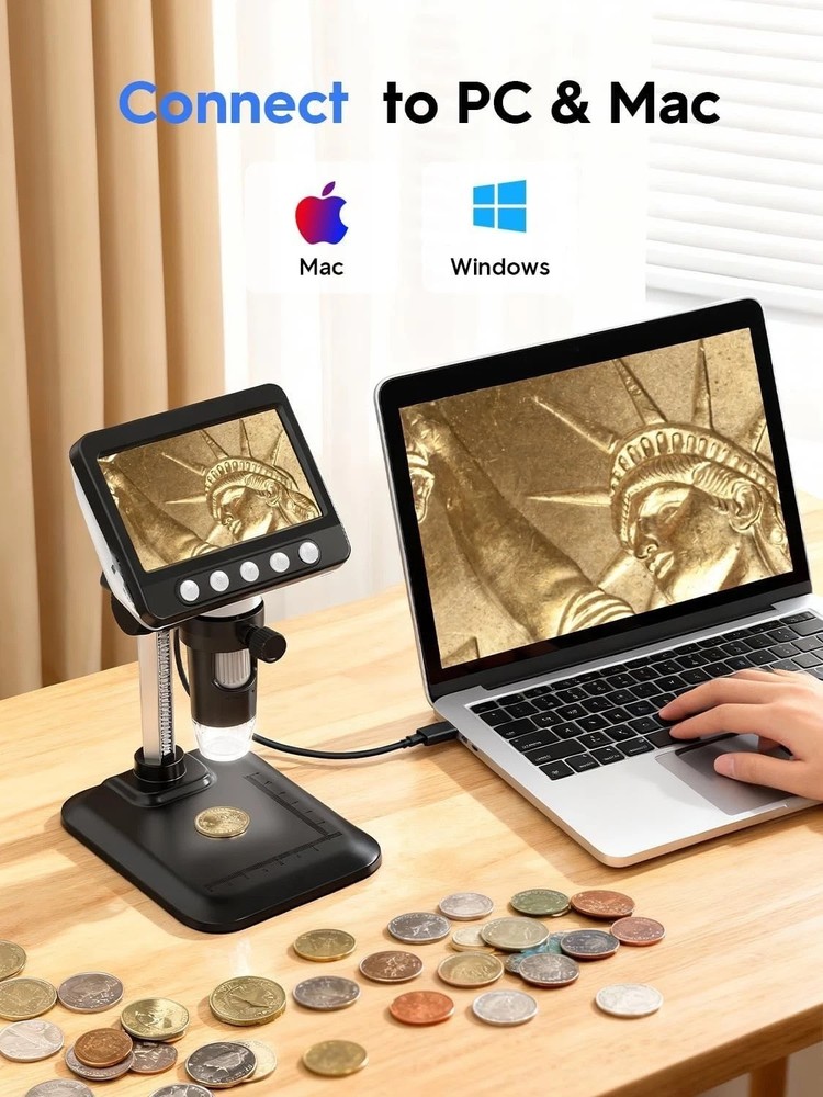 4.3" LCD USB Digital Microscope 1000X Coin Magnifier