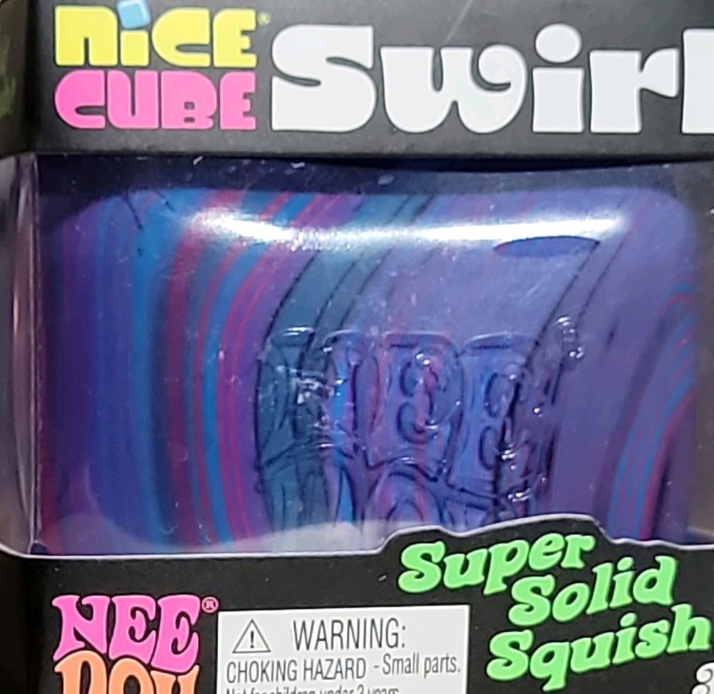 PURPLE BLUE Schylling NeeDoh Nice Cube Swirl. Super Solid Squish AUTHENTIC
