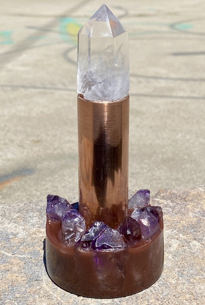 Orgone Cloudbuster with Quartz Crystal Scepter Point & Copper Pipe
