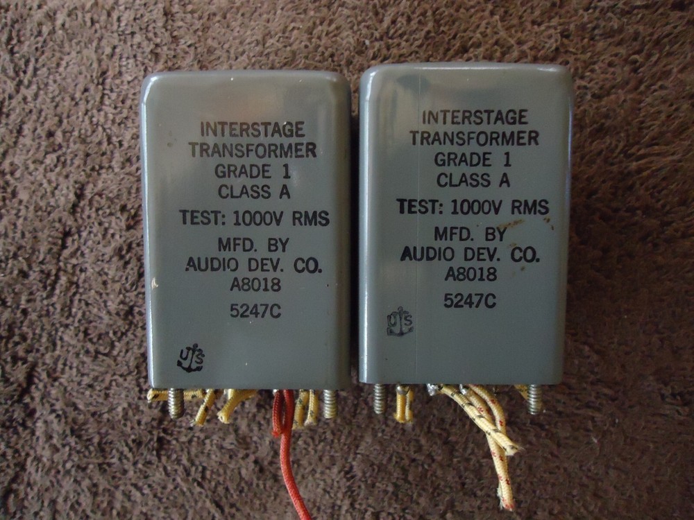 ADC A8018 PAIR NAVY MILITARY SPEC INTERSTAGE TRANSFORMERS, DCR TEST SHOWN