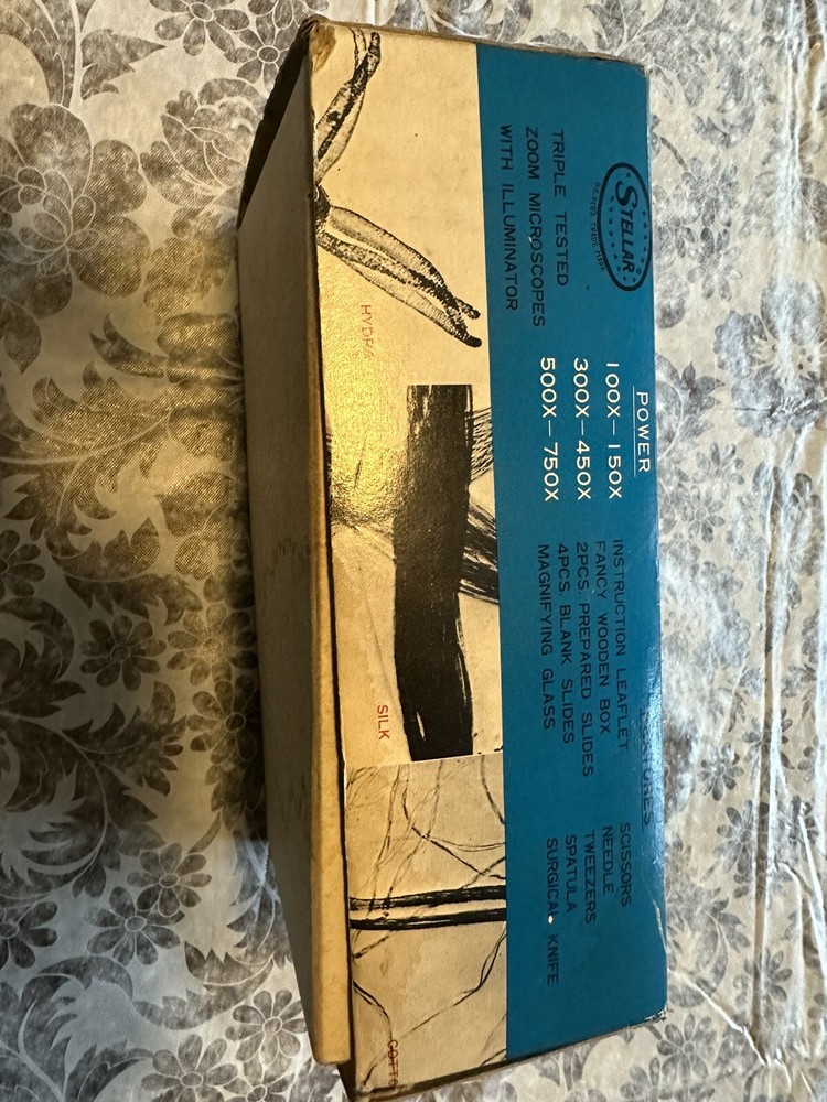 Vintage Stellar Microscope Kit With Tools & Slides, Incomplete