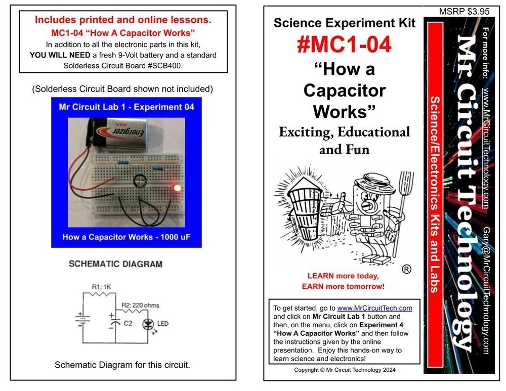 MC1-04 ** Mr Circuit Science ** Experiment Kit -How A Capacitor Works