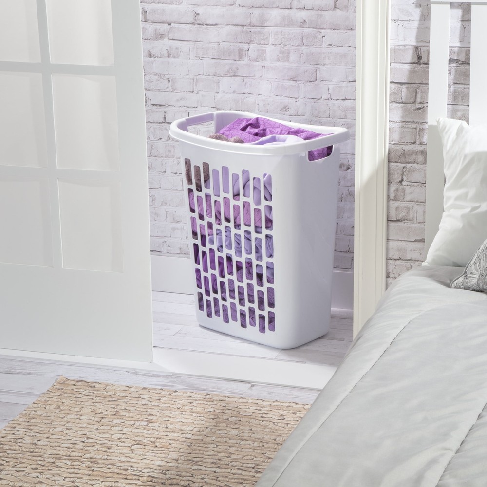 3 pack Rectangular Open Plastic Hamper Narrow Spaces White Adult