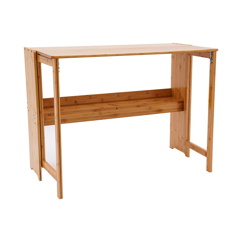 Folding Computer Desk, Modern Writing Table &Storage Shelf Home Office Work Desk