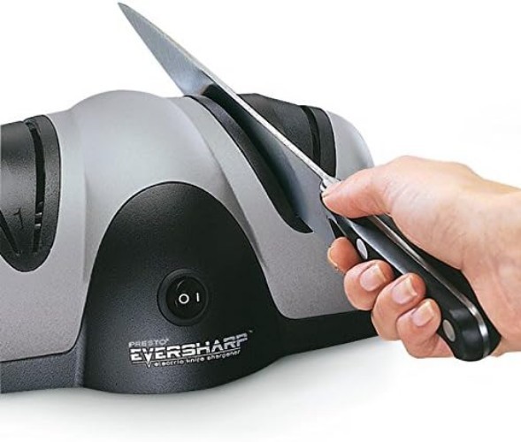 08800 EverSharp Electric Knife Sharpener, 2-Stage System, Silver/Black