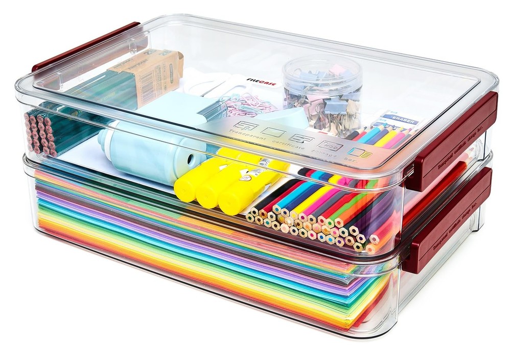 5.5qt Portable Project Case 9 X 13 Clear Stackable Plastic Storage With Lids ...