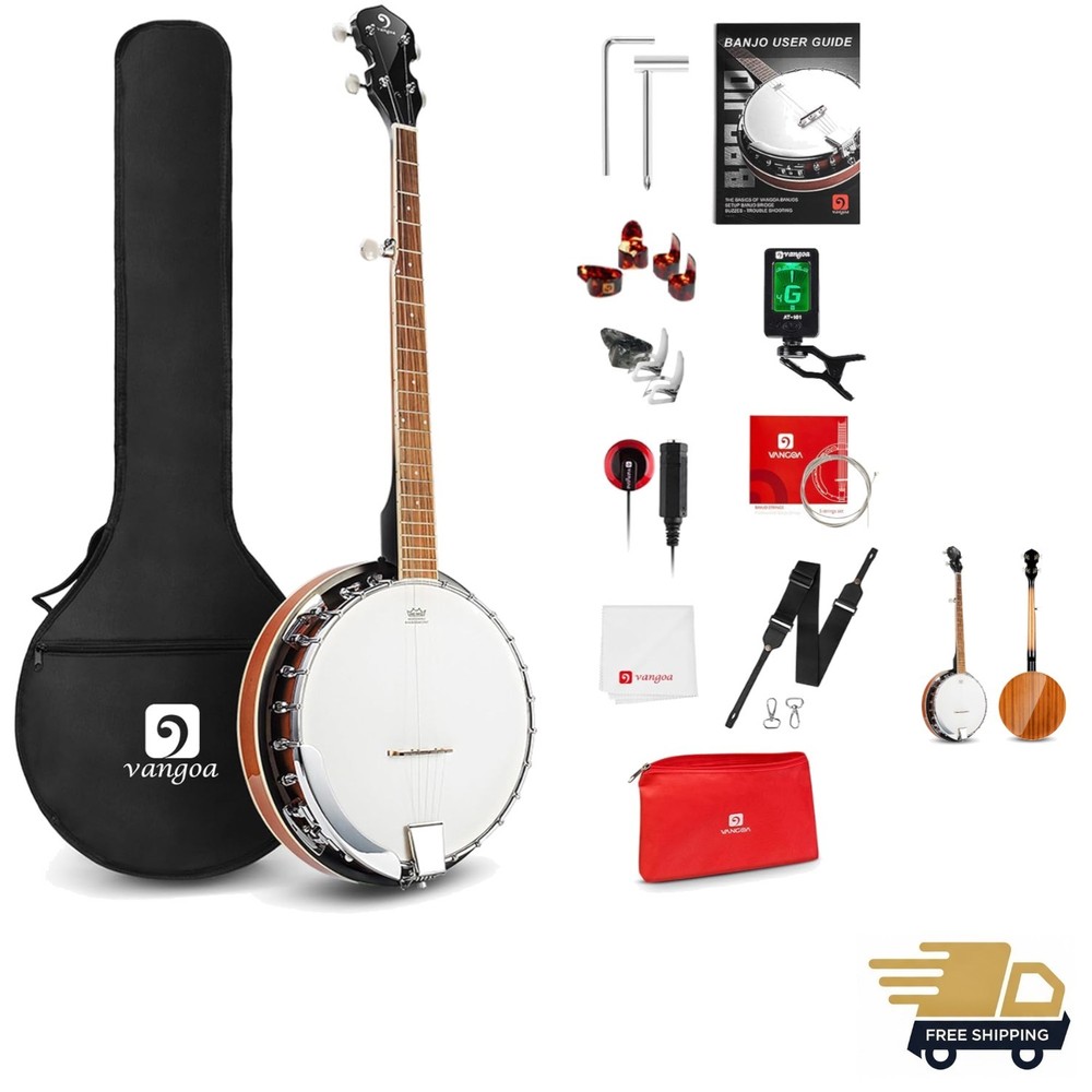 5-String Banjo Set with Remo Drum Head & Complete Beginner Kit - 38 Inch