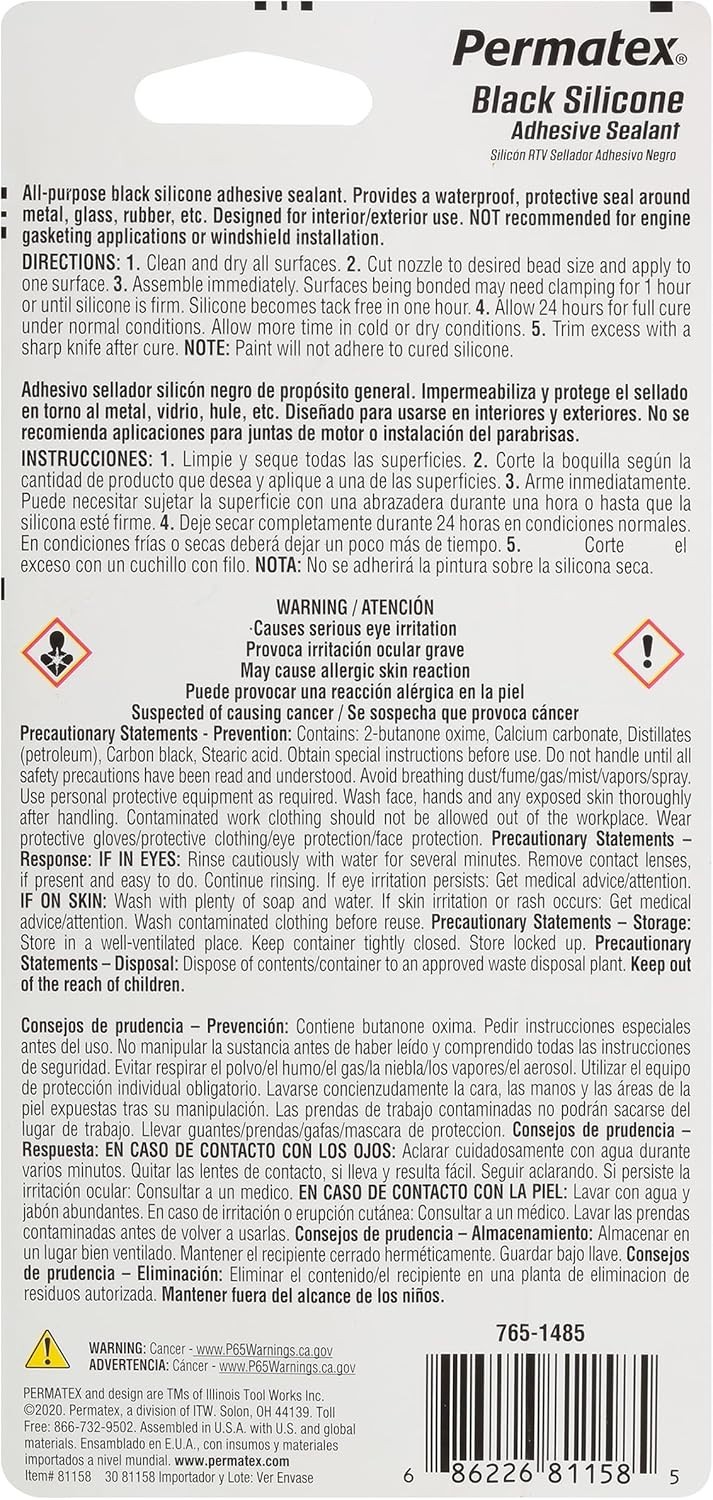 Permatex® Ultra Black® Maximum Oil Resistance RTV Silicone Gasket Maker 3 oz