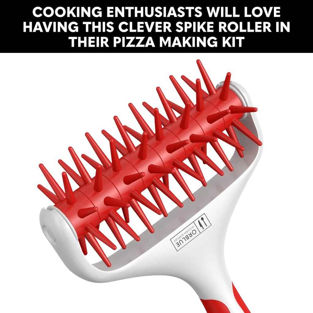 Pizza Dough Docker Pastry Roller with Spikes Pizza Docking Tool Red