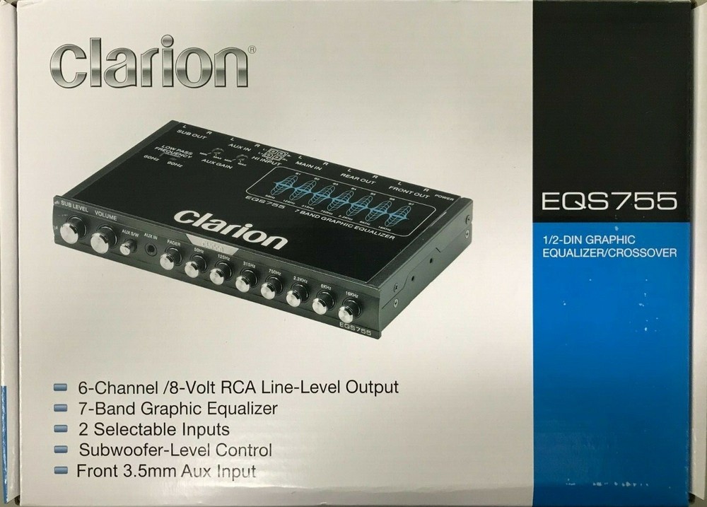 Clarion - EQS755 - Half-DIN Graphic Equalizer with Built-in Low-Pass Filter