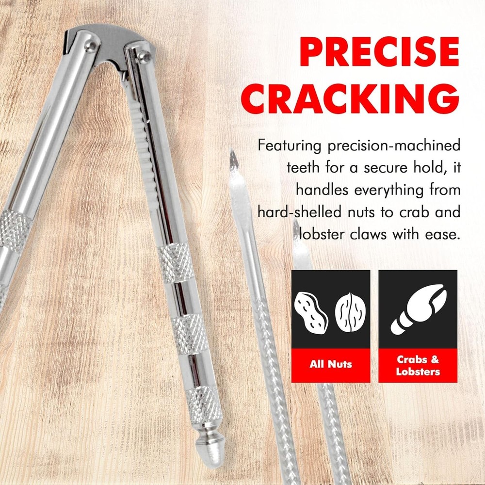 Compact Nut Cracker with Picks - Sturdy Stainless Steel for Effortless Cracking