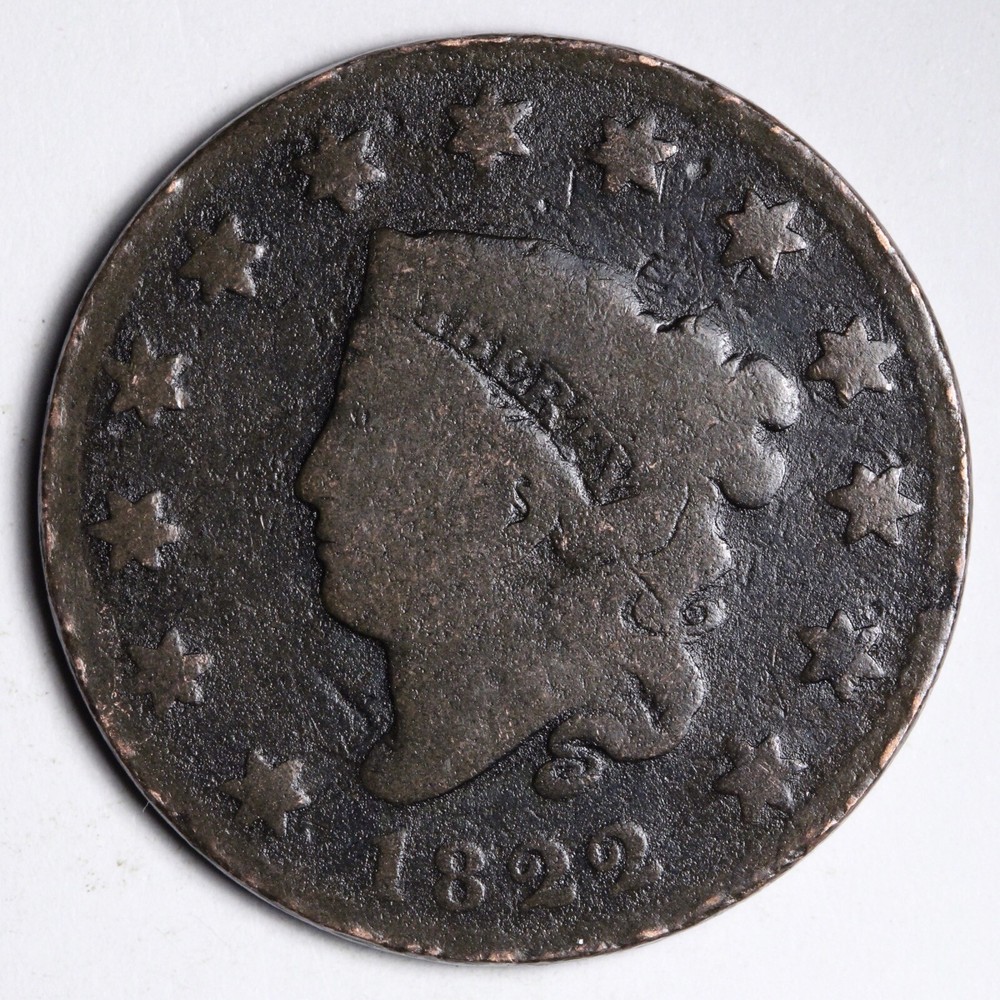 1822 Coronet Head Large Cent CHOICE GOOD E320 DB