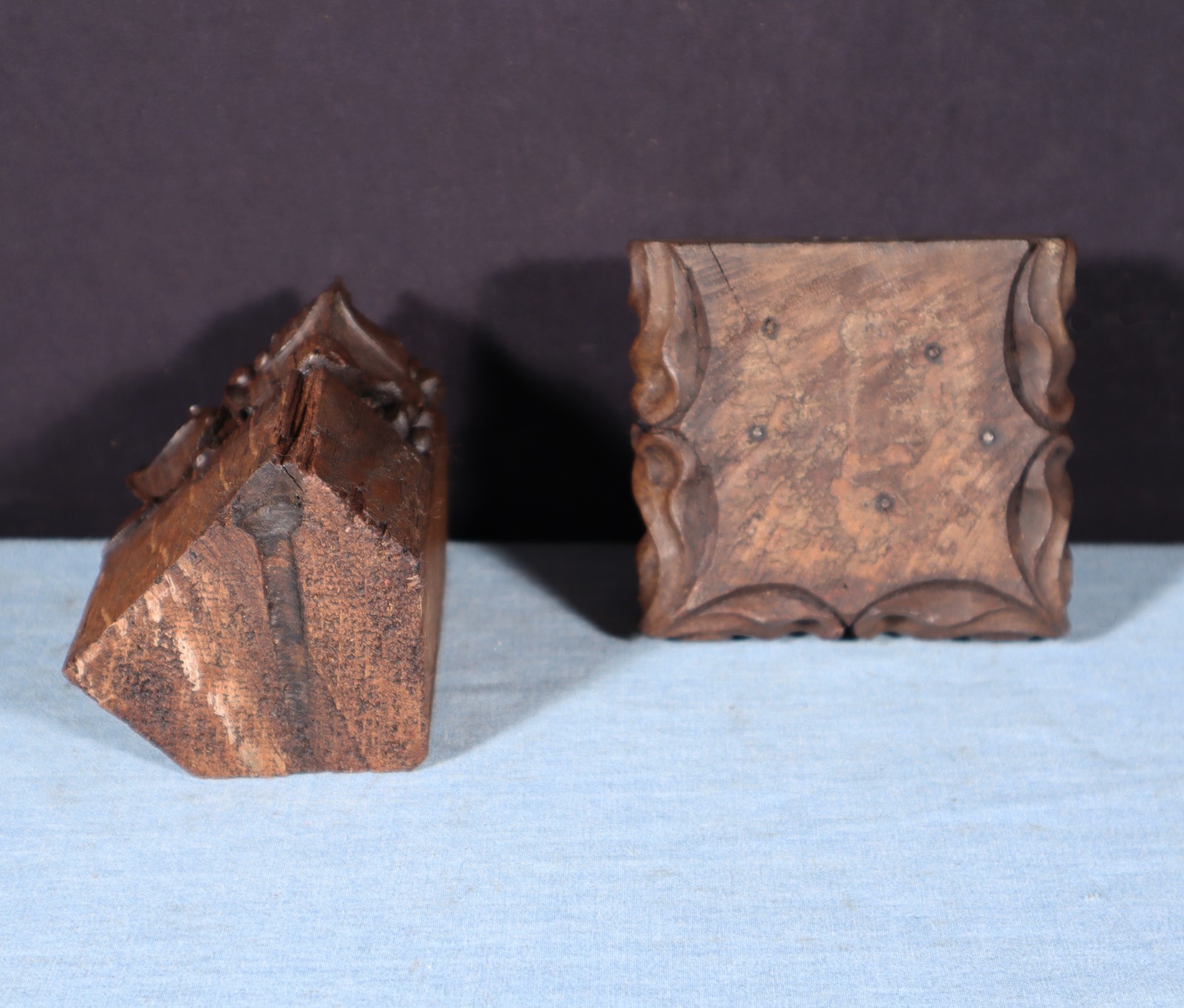 Two French Antique Highly Carved Trim/Corbels Solid Oak and Walnut Wood