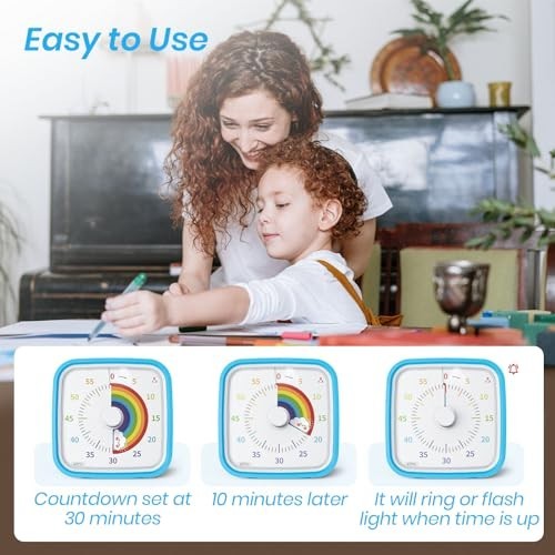 60-Minute Visual Countdown Timer with Protective Case - Silent Time Management T