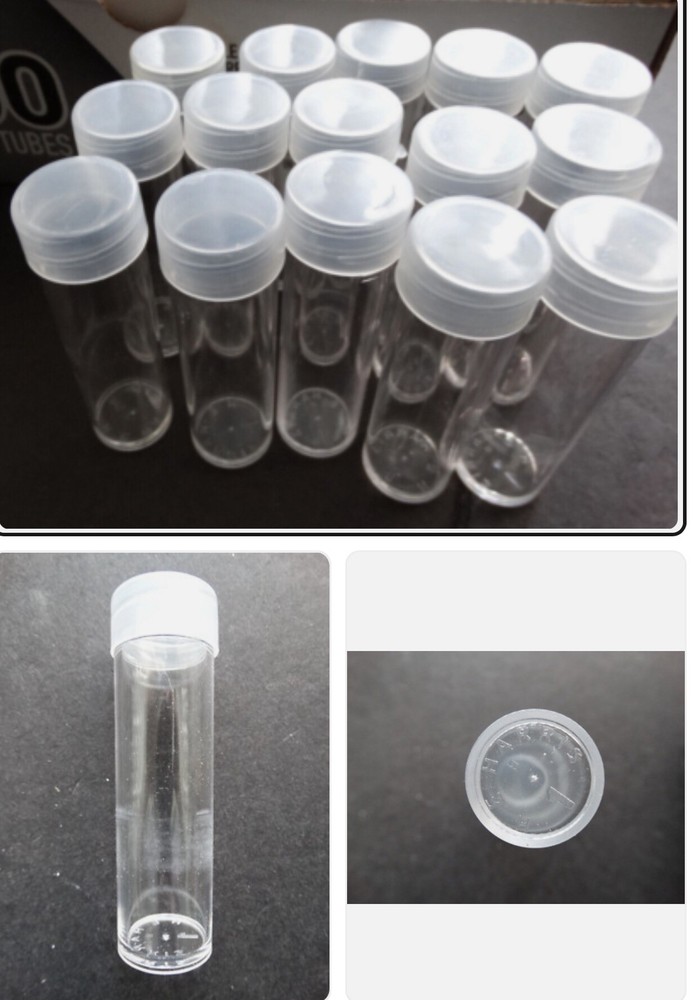 100+ pcs pre-0wned Round Coin Tubes Mixed Random Size Polystyrene Sorting attrib