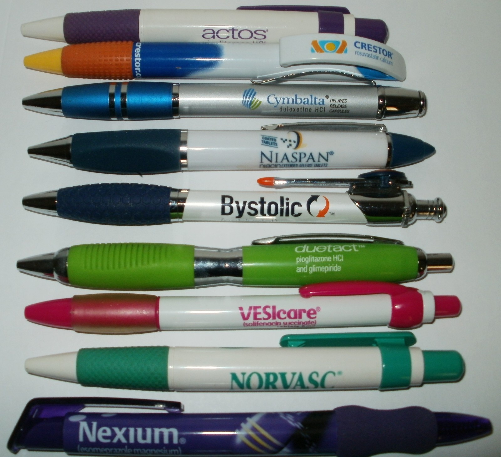 Lot of 28 Pharmaceutical Drug Rep Plastic & Metal Pens Nexium Crestor Cymbalta