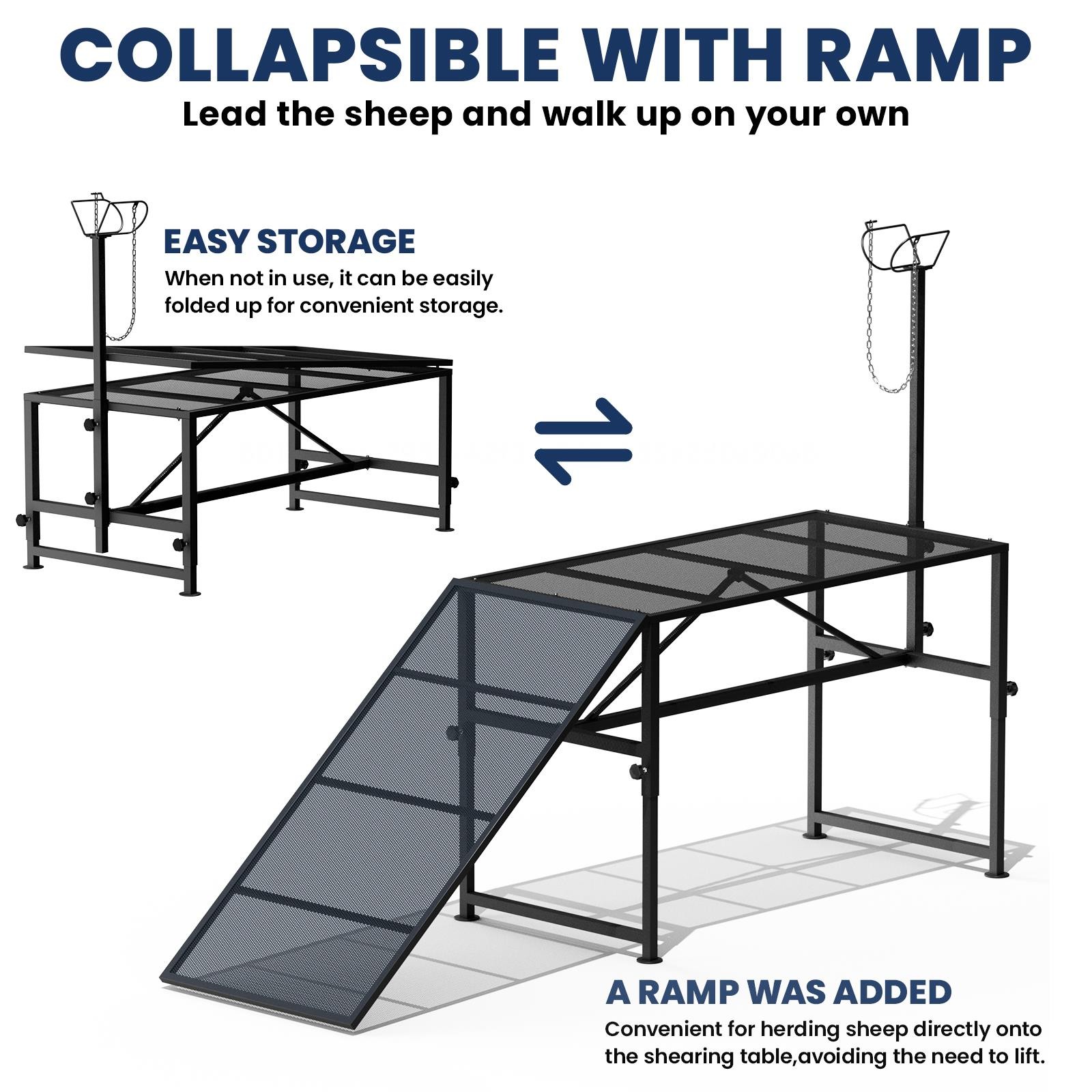 Goat Milking Stand, Adjustable Milking Stand with a Ramp for Sheep and Goats