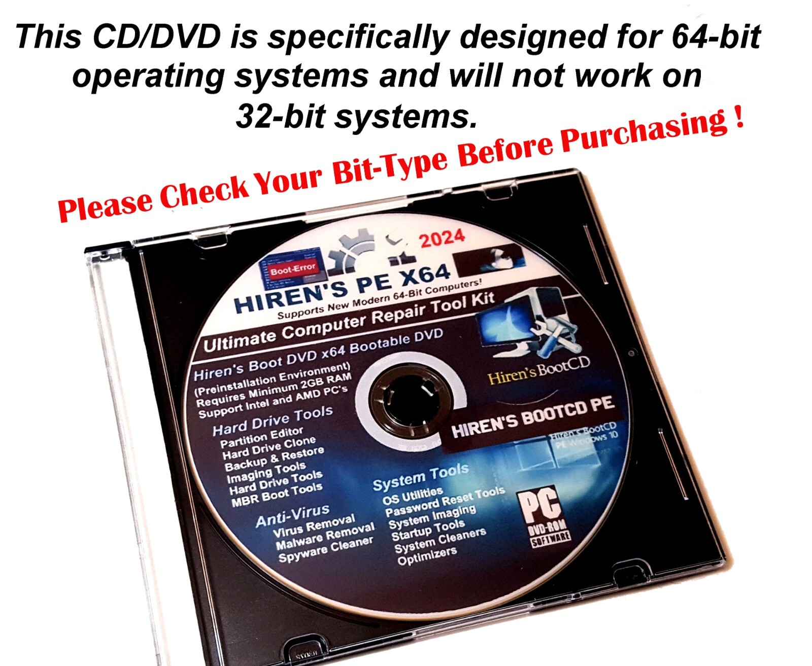 Hiren's Boot CD/DVD•Windows Recovery•HDD,SSD Repair&Clone•Virus Removal & More
