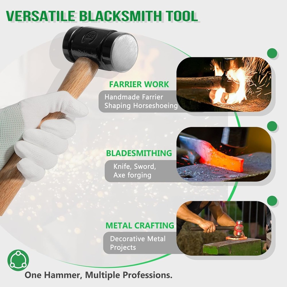 36oz 61B Rounding Hammer for Blacksmith Farrier Forge Knife Making Iron Working