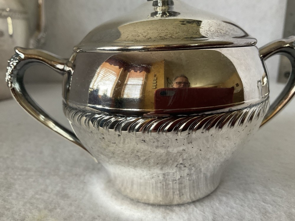 Pilgrim Silver Plated Tea Set Pot Creamer Lidded Sugar Bowl