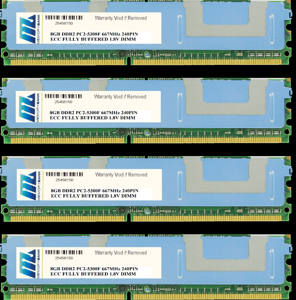 32GB 4 x 8GB ECC FULLY BUFFERED PC2-5300 DIMM DDR2 667 MHz FB Server Memory RAM