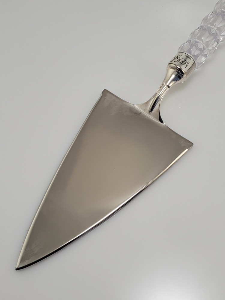 Mikasa Cake Pie Server Knife with Crystal Handle Silver Plated Rousseau Pattern
