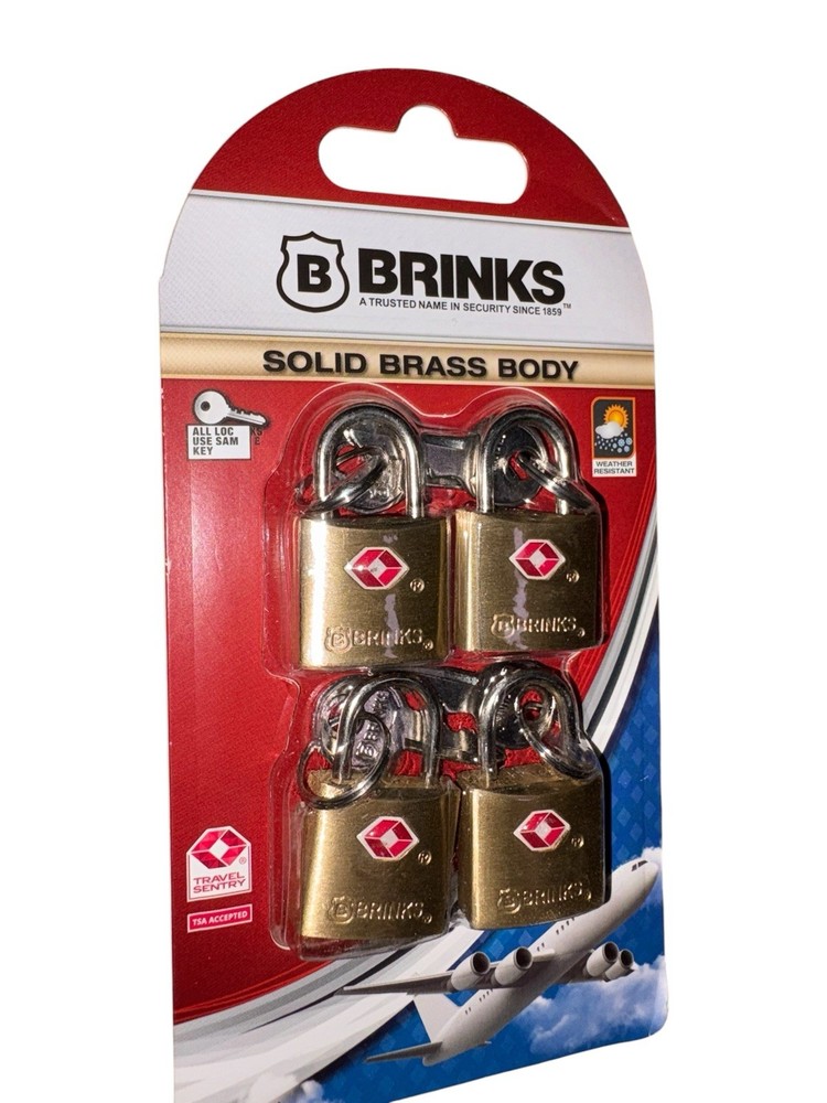 Brinks 161-20471 TSA Approved 22mm Lock Solid Brass, 4-Pack