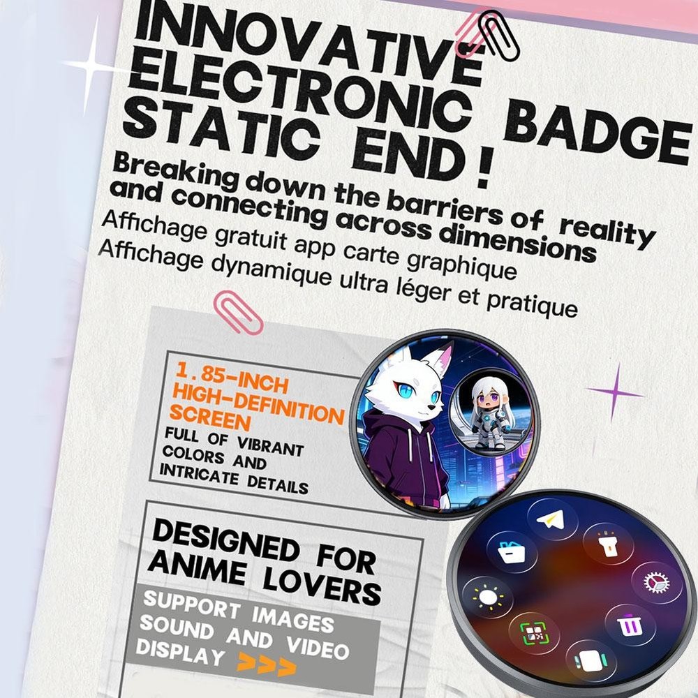 Smart Digital Display Badge with LED Pixel Screen - E-Badge Anim❄ P9I4