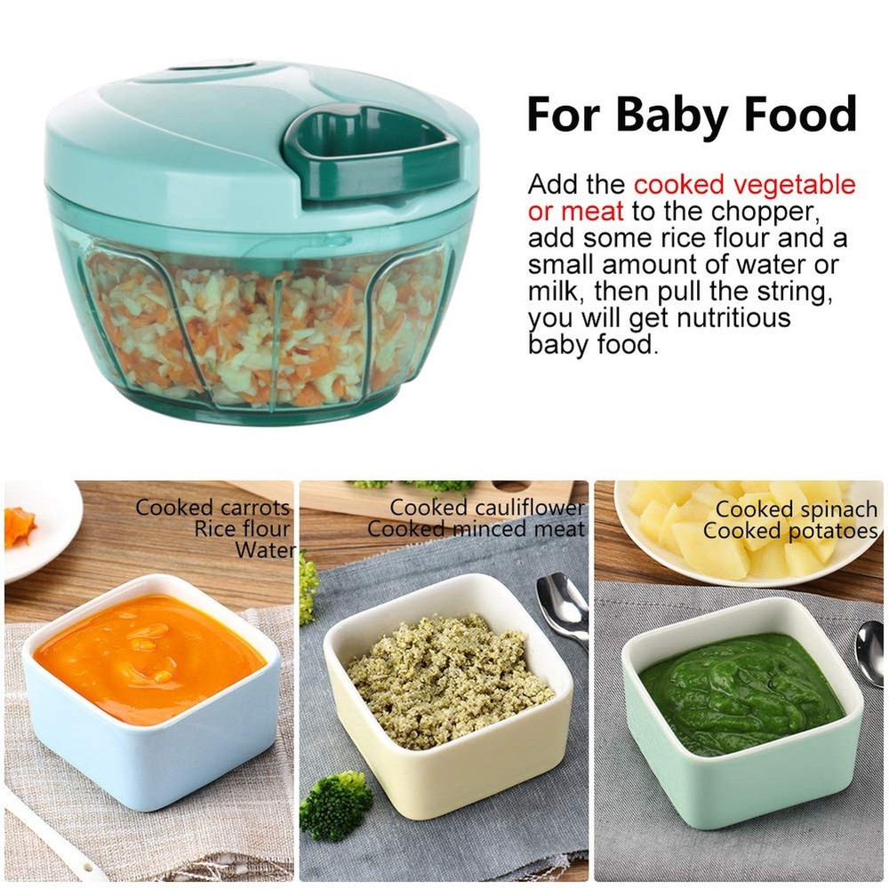 Ourokhome Manual Food Processor Vegetable Chopper, Portable Hand Pull String ...