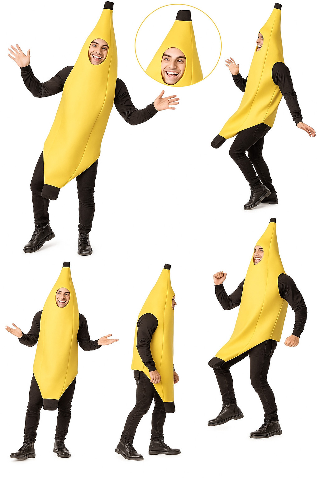 Banana Fruit Costume Adult Yellow Funny Outfit for Halloween Cosplay Costume