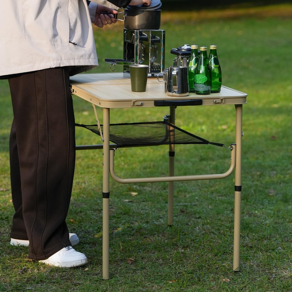Folding Table 3FT Camping Table 2 Adjustable Height Lightweight Portable Alum...
