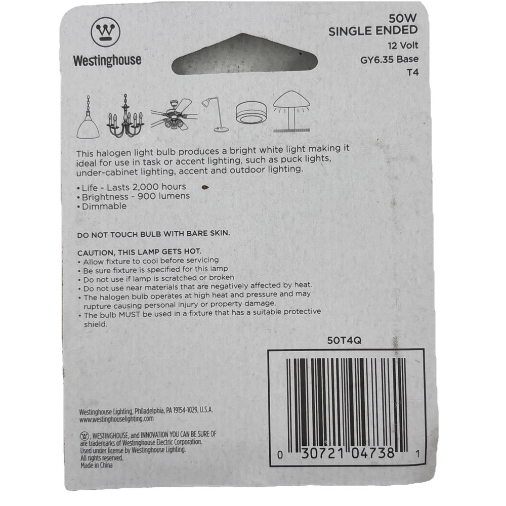 Westinghouse Halogen 50W Light Bulb # 04738