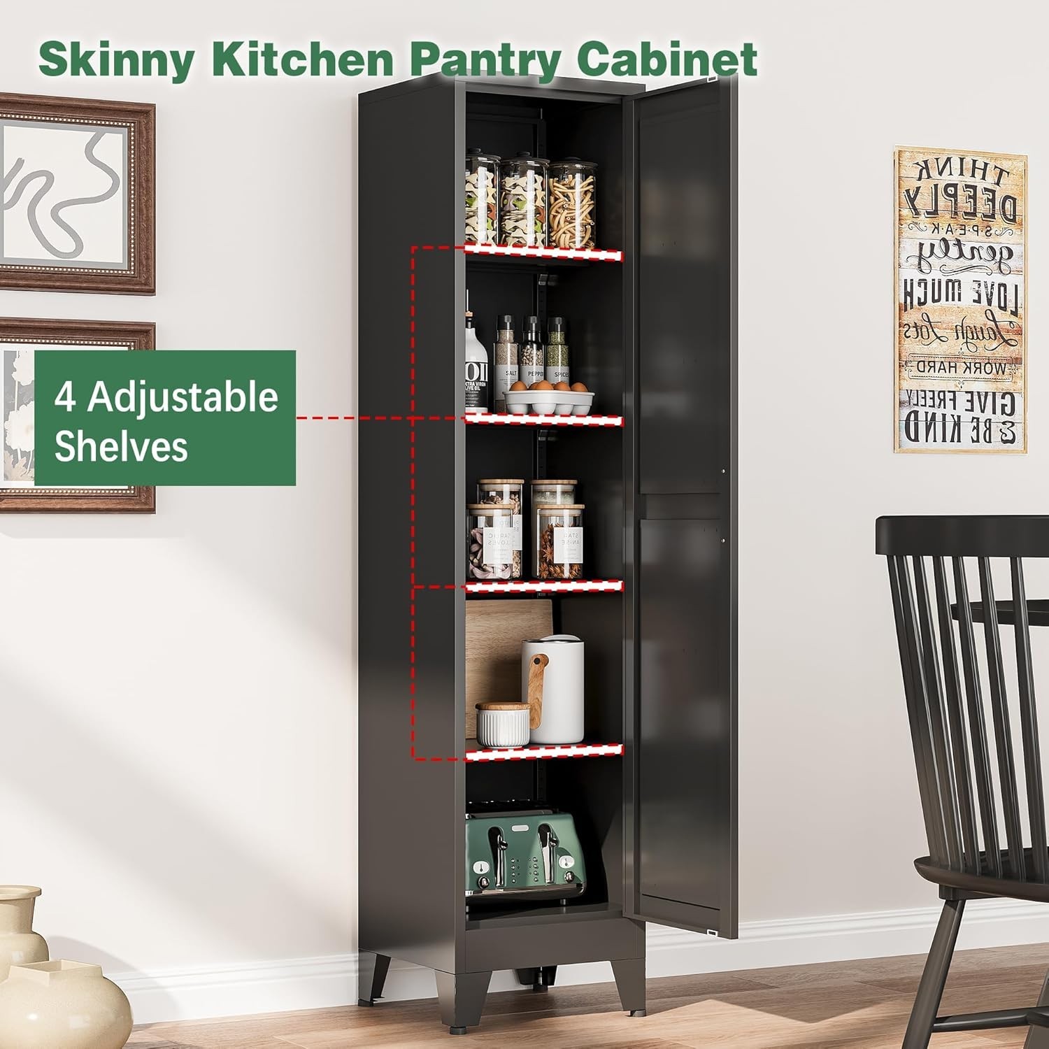 Cofar 67" Metal Utility Cabinet Filing Pantry Cabinet with Adjustable Shelves