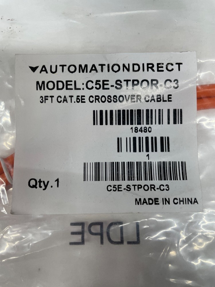 AUTOMATIONDIRECT C5E-STPOR-C3 ETHERNET STRAIGHT THROUGH PATCH CABLE 3FT CABLE