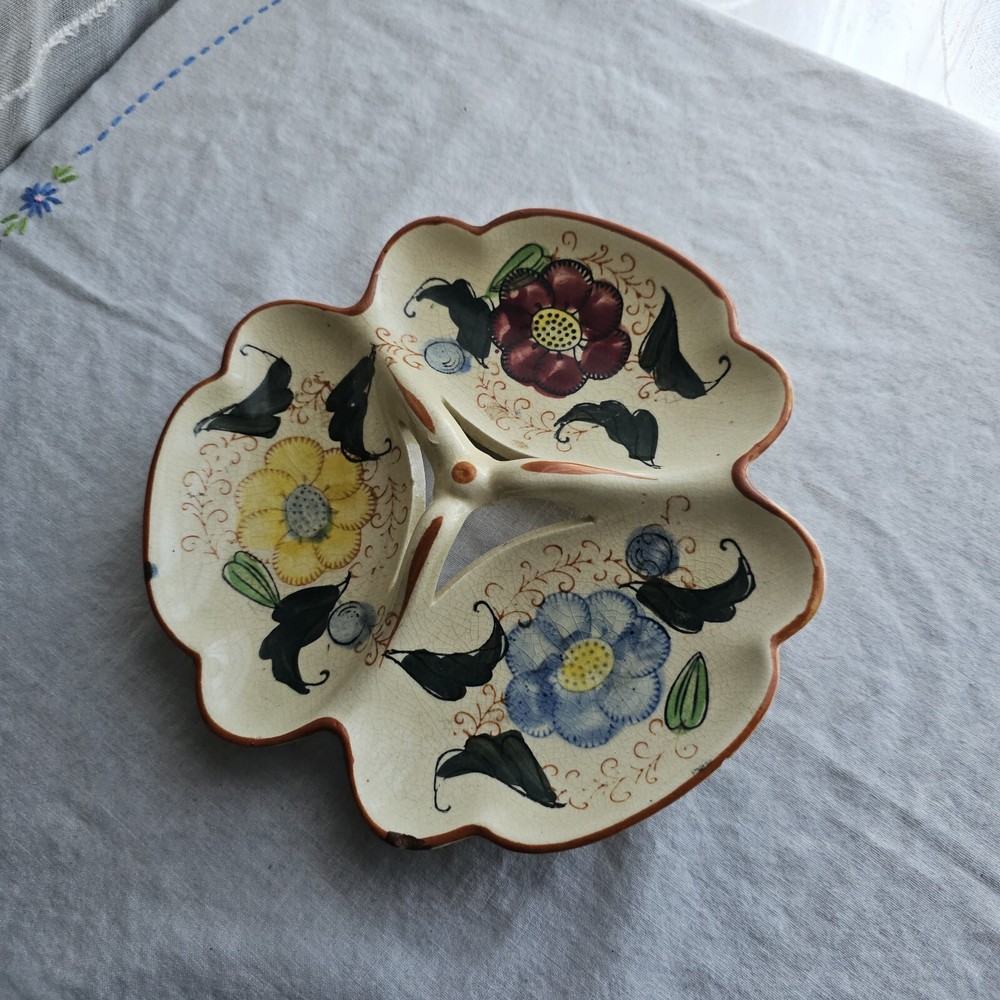 Vintage Floral Ceramic Divided Dish
