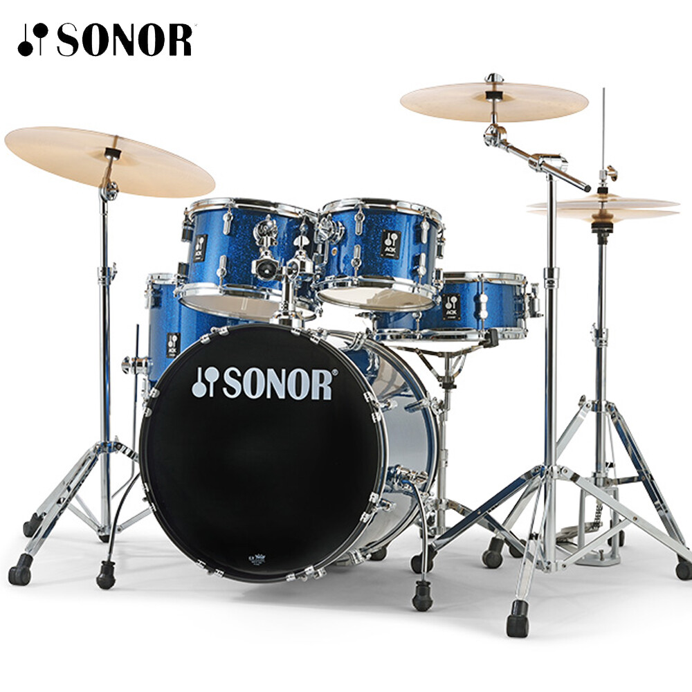Sonor AQX 5PC STUDIO Blue Ocean Sparkle Drum Shell Pack w/ Hardware & Cymbals