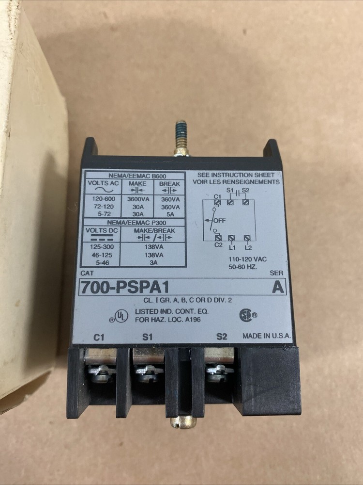 ALLEN BRADLEY 700-PSPA1 SOLID STATE TIMER 0.1-2 SEC OFF-DELAY SERIES A