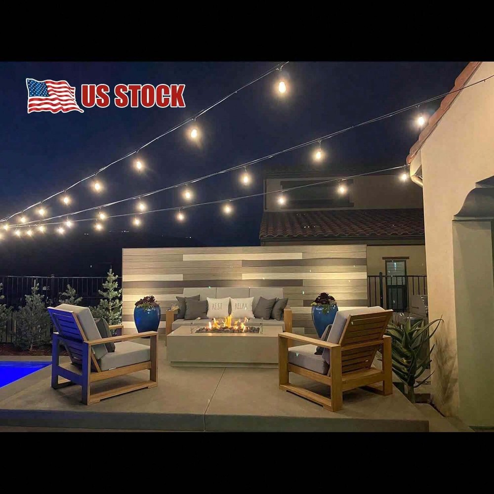 2X 48Ft Brightech Pro Waterproof LED Outdoor String Lights Hanging Edison Bulbs