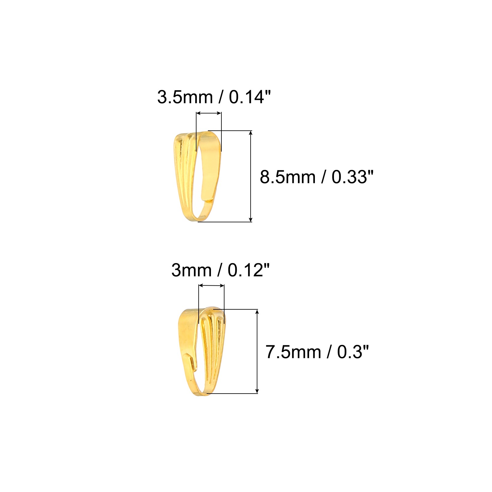 100Pcs 8.5x3.5mm Snap Bail Hook Pinch Pendant Clasp Connectors Gold