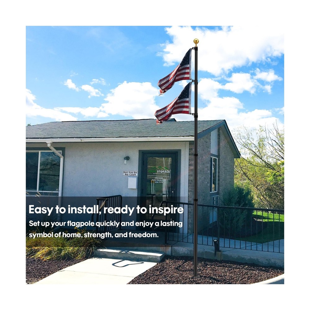 20FT Telescoping Flag Pole for Outside House, Extra Thick Telescopic Flagpole...