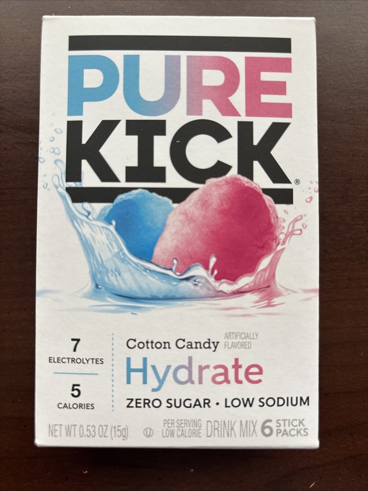 2 Cotton Candy Drink Mix Zero Sugar Singles Go Pure Kick