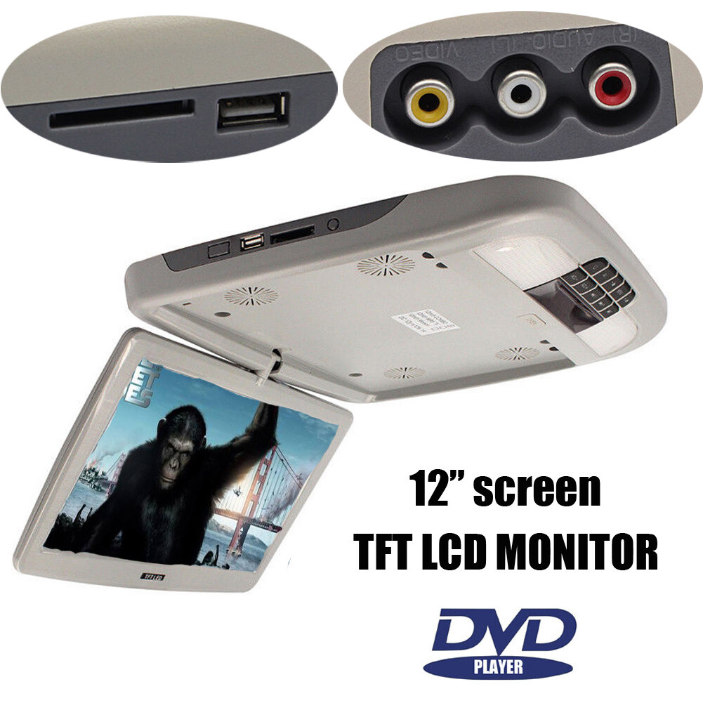 US 12in Flip Down TFT LCD Car Overhead Monitor Car Roof Screen DVD MP5(Tester)