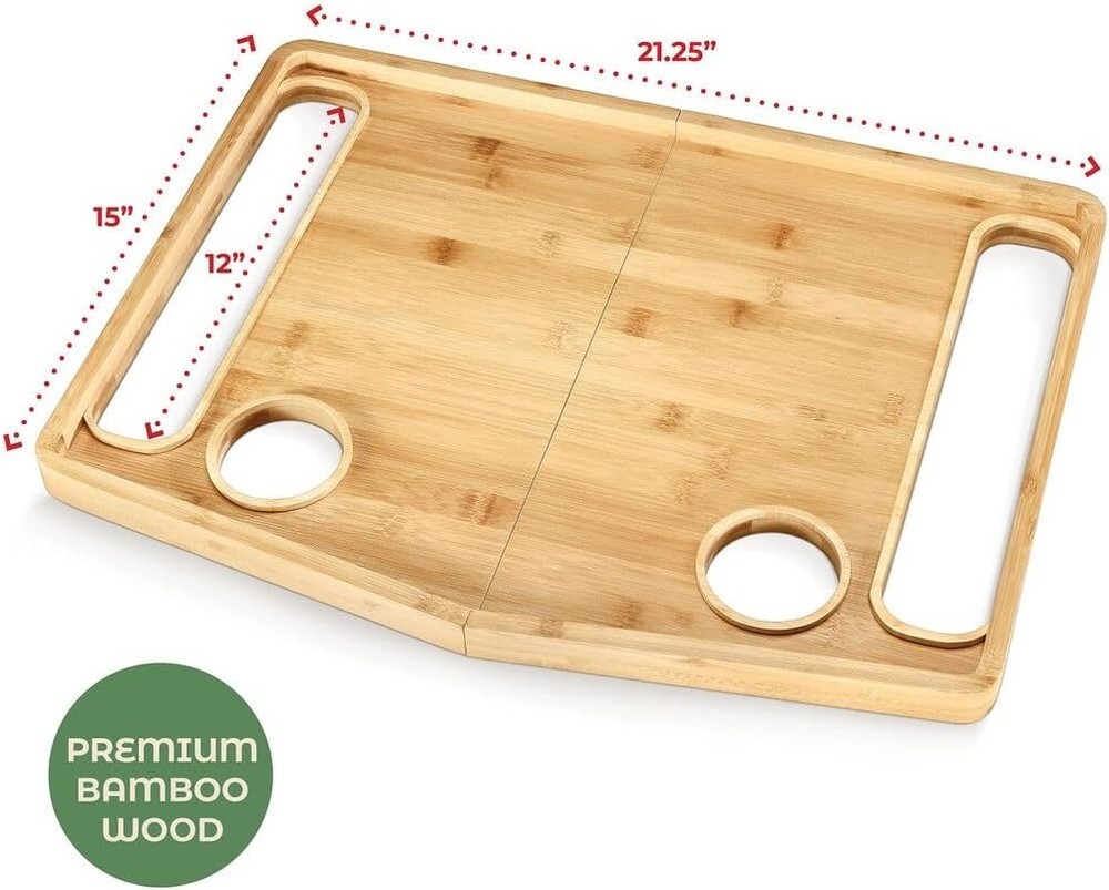 Wood Walker Tray Table with Cup Holder – Foldable, Portable